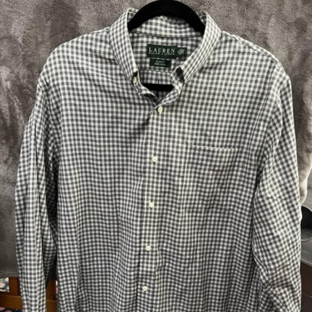 Lauren Ralph Lauren Slim Fit Long Sleeve Dress Shirt 34/35